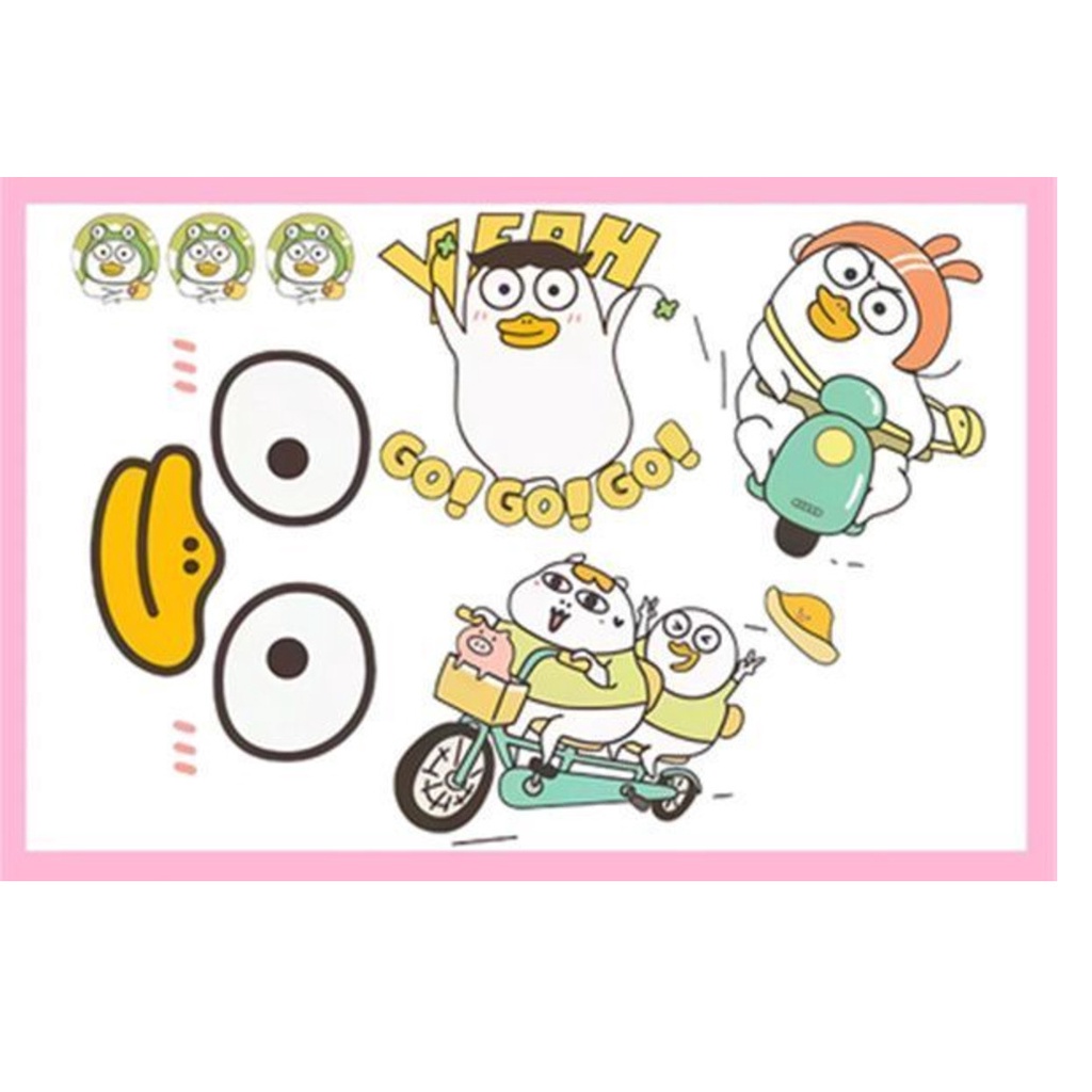 Miếng Dán Trang Trí Xe Hơi Chống Thấm Nước Chống Trầy Xước Hình Chú Vịt Mắt To Dễ Thương