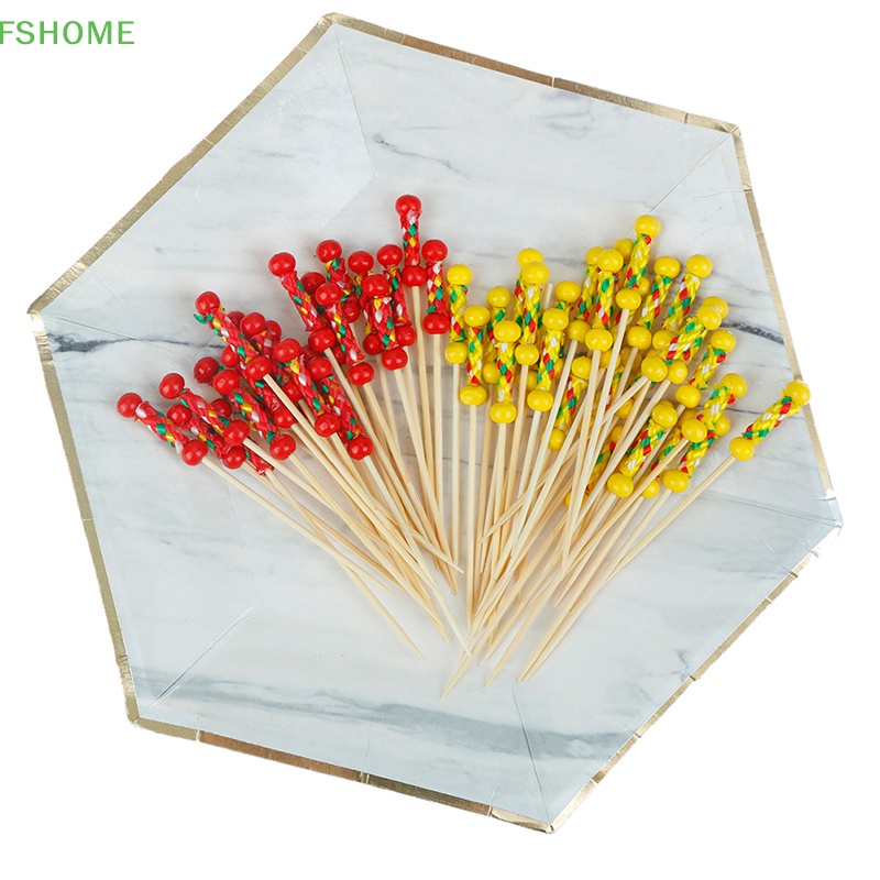 Set 100 Tăm Tre Hai Đầu Dùng Để Trang Trí Đồ Tráng Miệng / Tiệc Cưới