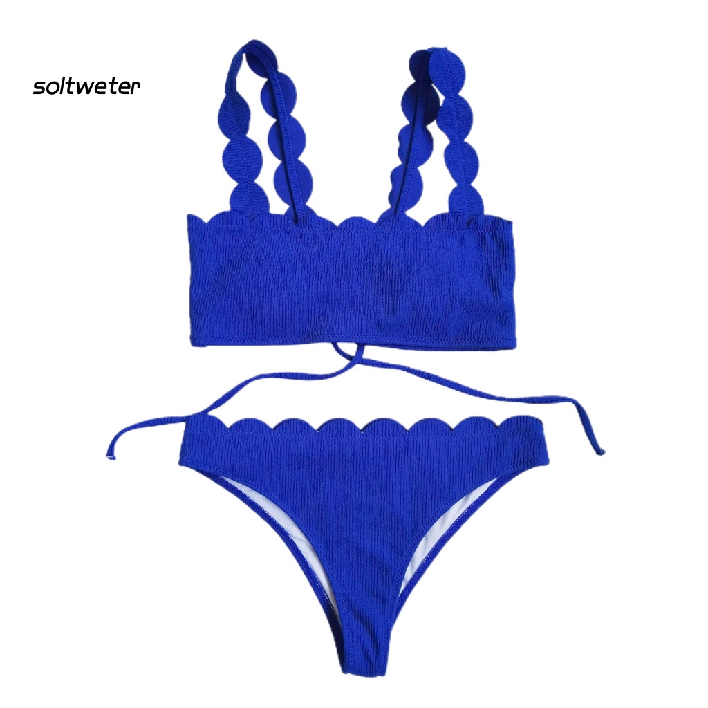 Bộ Bikini 2 Mảnh Có Viền Nâng Ngực Màu Sắc Đơn Giản Quyến Rũ Cho Nữ