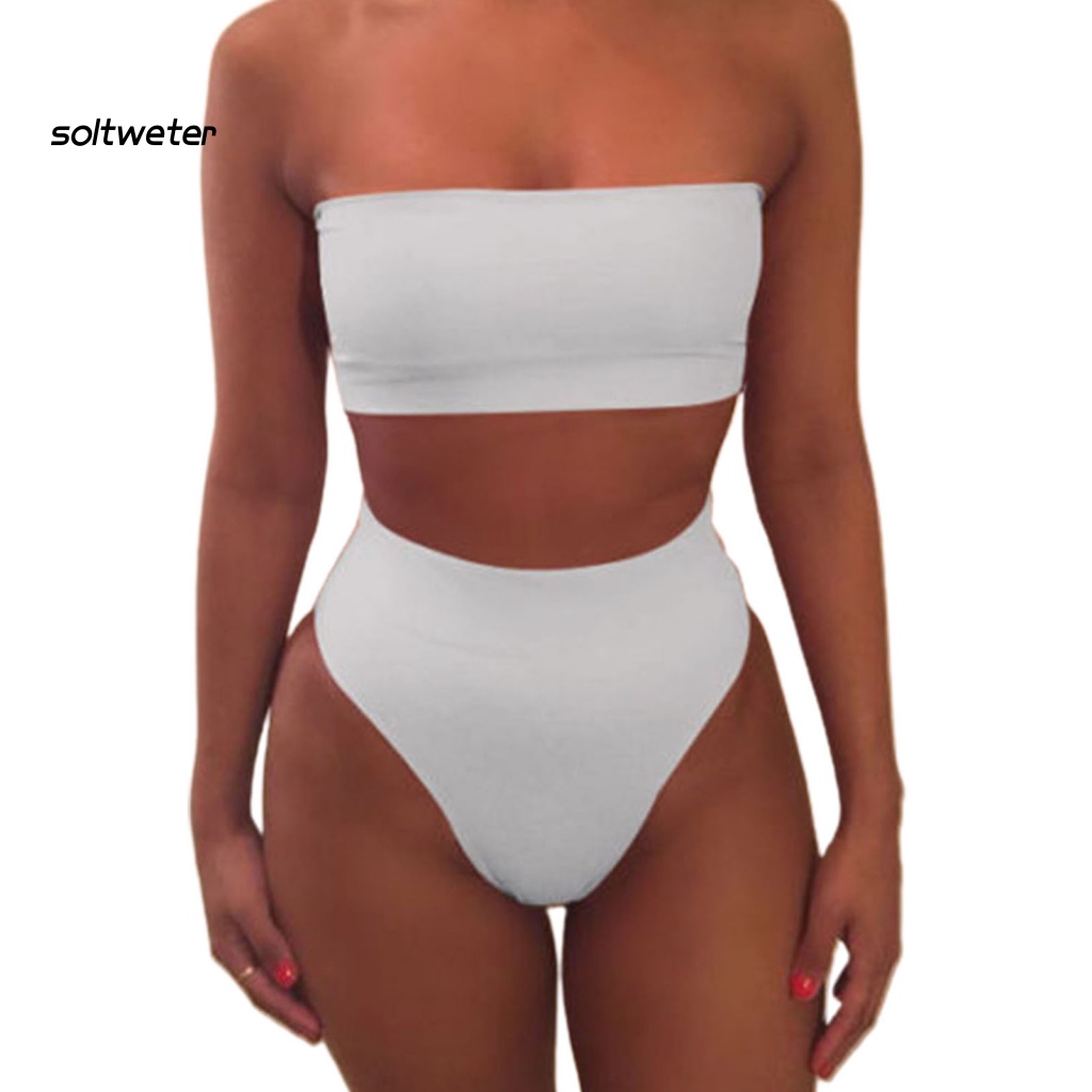 Bộ Bikini 2 Mảnh Không Dây Lưng Cao Màu Sắc Thời Trang Mùa Hè Cho Nữ