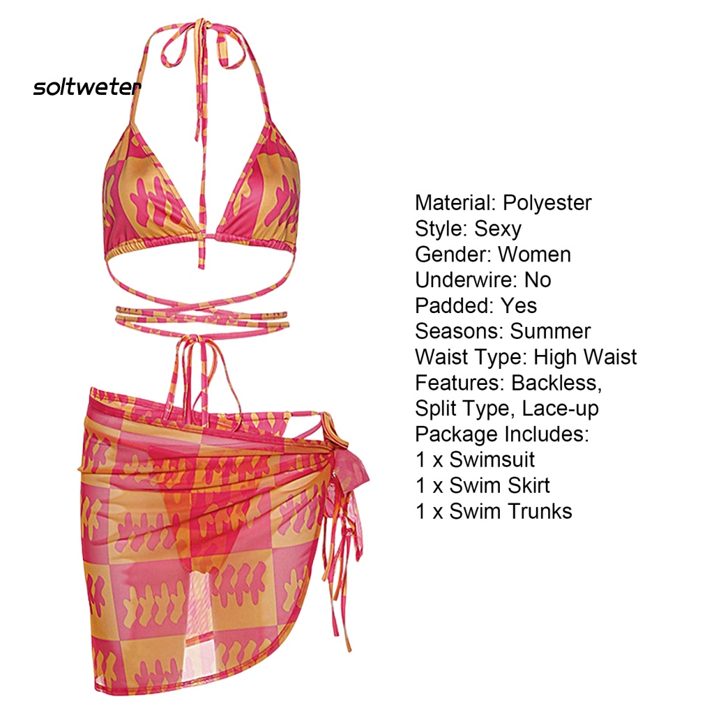 Bộ Đồ Bơi 3 Mảnh Hở Vai Màu Nhuộm Phong Cách Thể Thao Thời Trang Quyến Rũ Cho Nữ