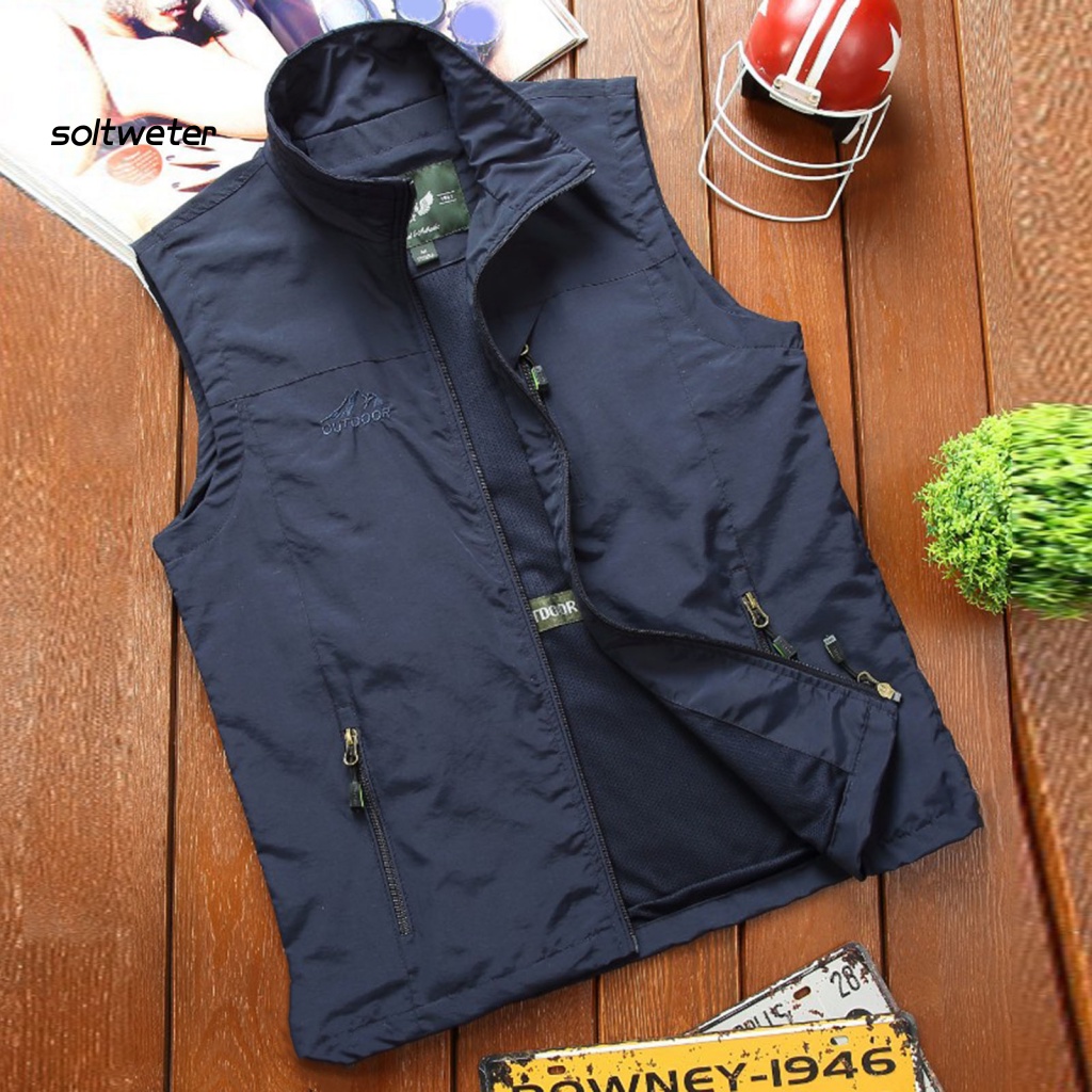 Áo Ghi Lê Không Tay Cổ Bẻ Siêu Mỏng Thoáng Khí Màu Sắc Trơn Dành Cho Nam Giới