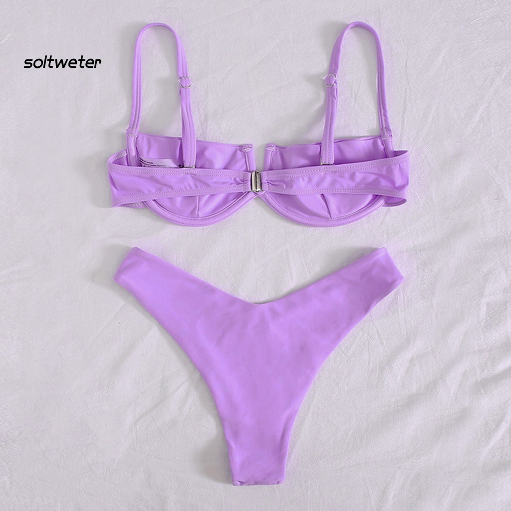 Bộ Bikini 2 Mảnh Có Mút Nâng Ngực Màu Sắc Trơn Họa Tiết Da Báo Quyến Rũ Cho Nữ