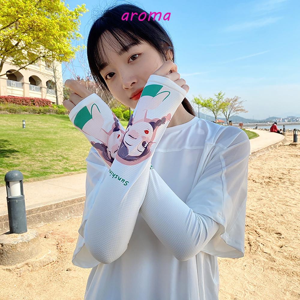 AROMA Găng Tay Lái Xe Làm Mát Họa Tiết Dễ Thương Cho Nữ