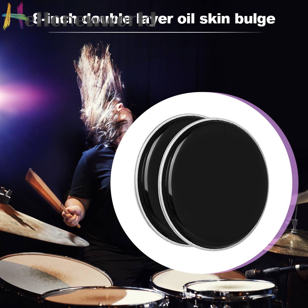 Set 2 Vỏ Bọc Trống Hai Lớp 8 Inch Màu Đen / Trong Suốt