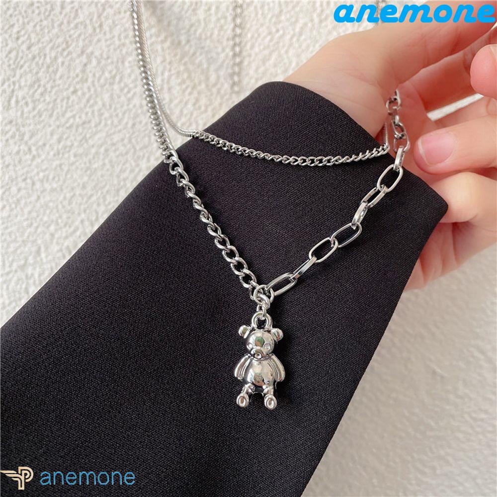 ANEMONE Vòng cổ Hai Lớp Đính Tua Rua Phong Cách Vintage Hàn Quốc