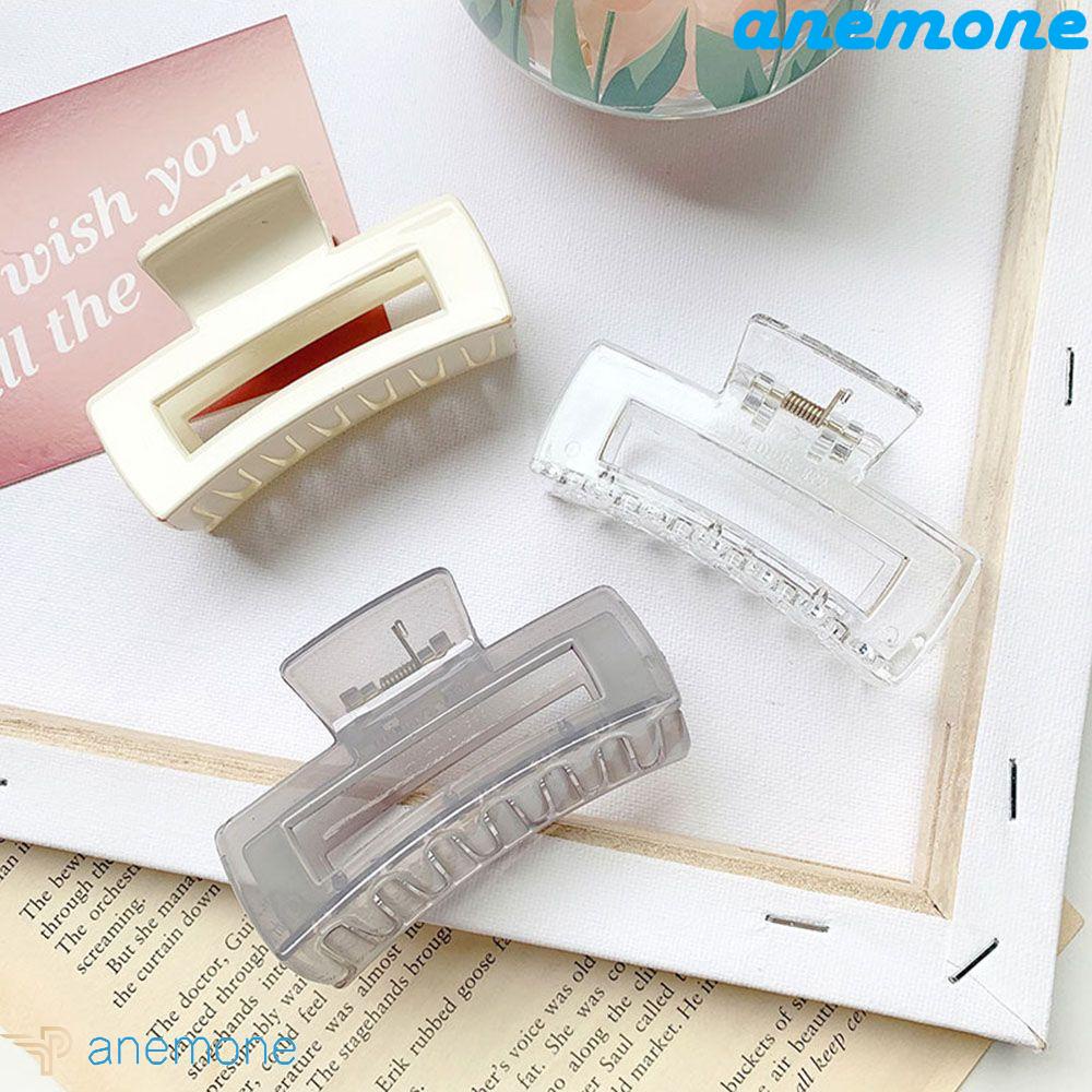 ANEMONE Kẹp Tóc Càng Cua Hình Chữ Nhật Bằng Nhựa Màu Trơn Cho Nữ