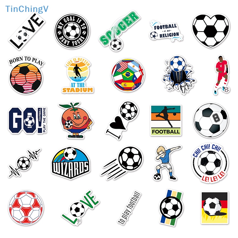 Bộ 50 Miếng Dán PVC Hình Quả Bóng Đá Trang Trí Vali / Laptop / Điện Thoại / Xe Hơi