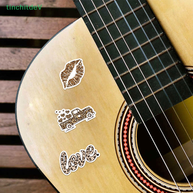 Bộ 50 Miếng Dán Trang Trí Xe Hơi / Vali / Laptop / Điện Thoại Họa Tiết Da Báo Kiểu Retro DIY