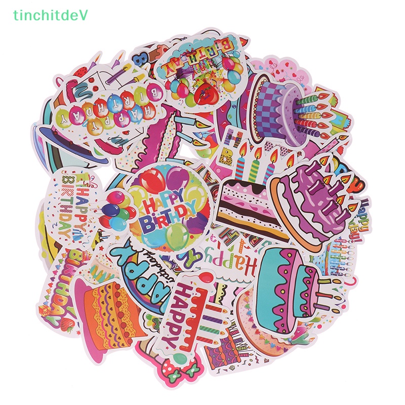 [TinchitdeV] 50 Miếng Dán Hoạt Hình Happy Birthday Trang Trí Laptop Điện Thoại Ván Trượt Xe Hơi [Mới]