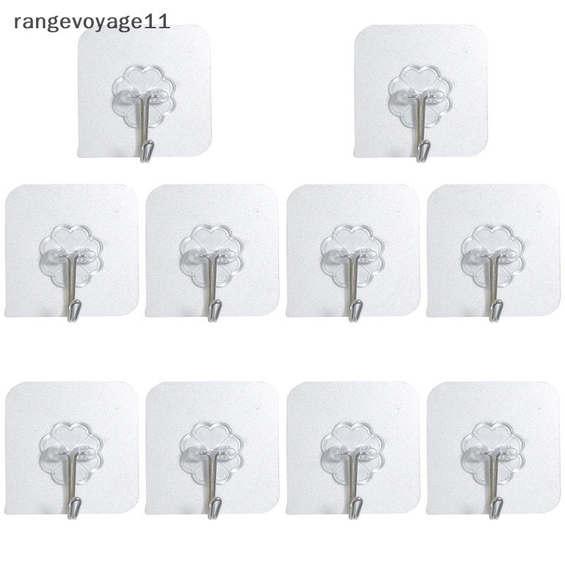 Set 10 Móc Treo Đồ Dán Tường Bằng Thép Không Gỉ Trong Suốt Đa Năng