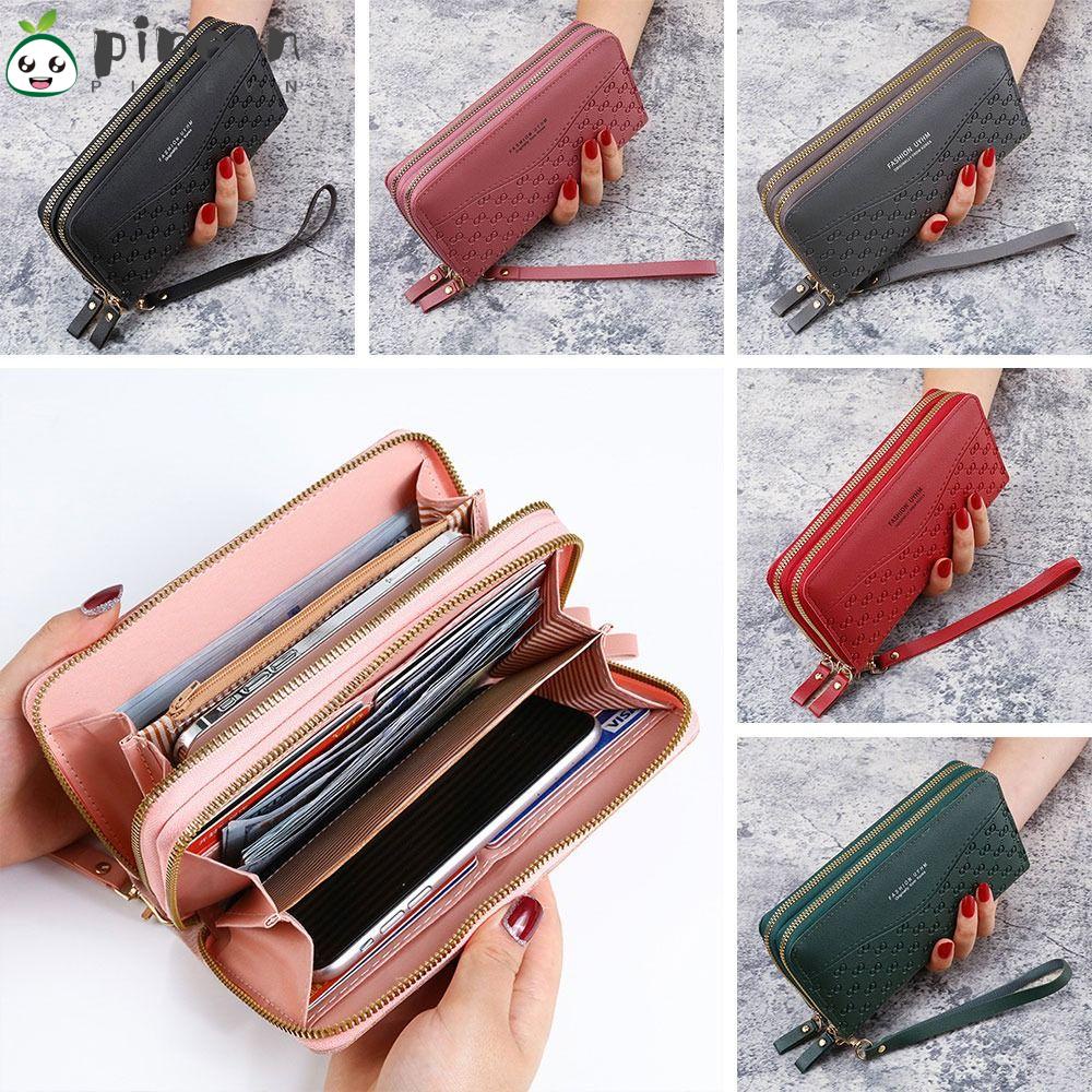 PINEVN Ví Da PU Nhiều Ngăn Có Khóa Kéo Thời Trang Cho Nữ