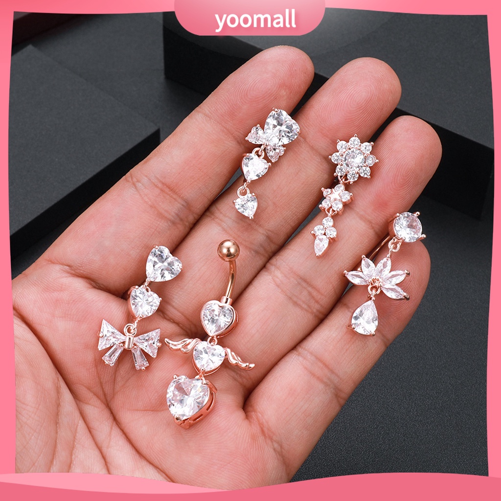 1 Khuyên Rốn Hình Hoa Đính Đá Zircon Quyến Rũ Cho Nữ