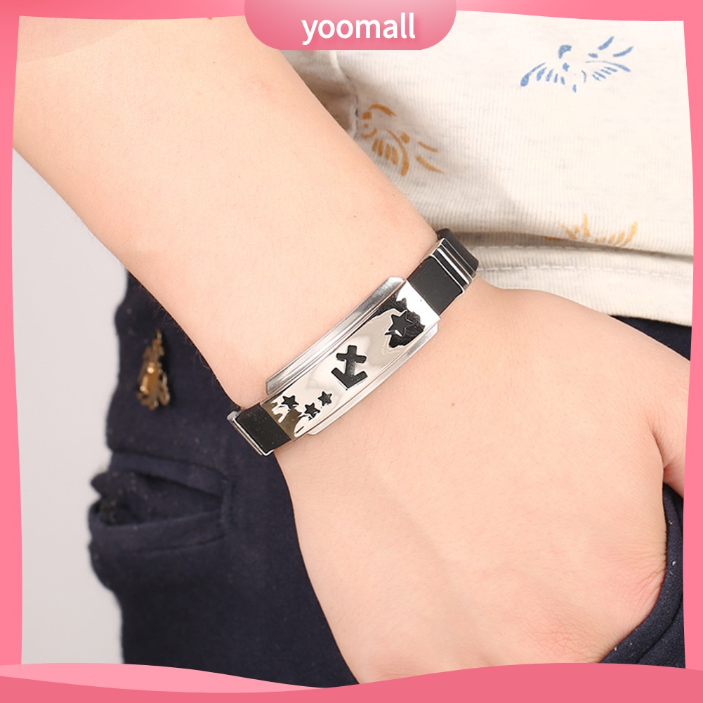 Vòng Tay Silicone Khóa Kim Loại Không Gỉ Cho Nam