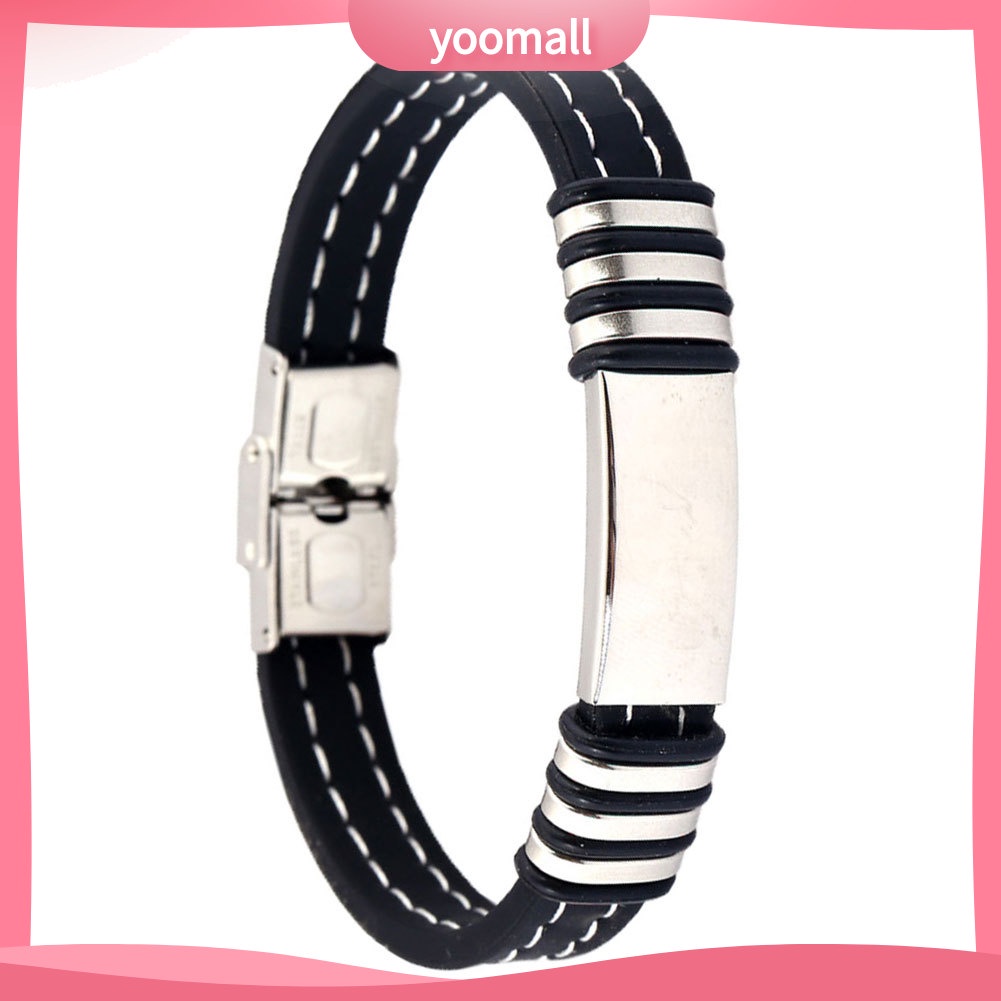 Vòng Tay Silicone Thép Titan Thời Trang Cho Nam