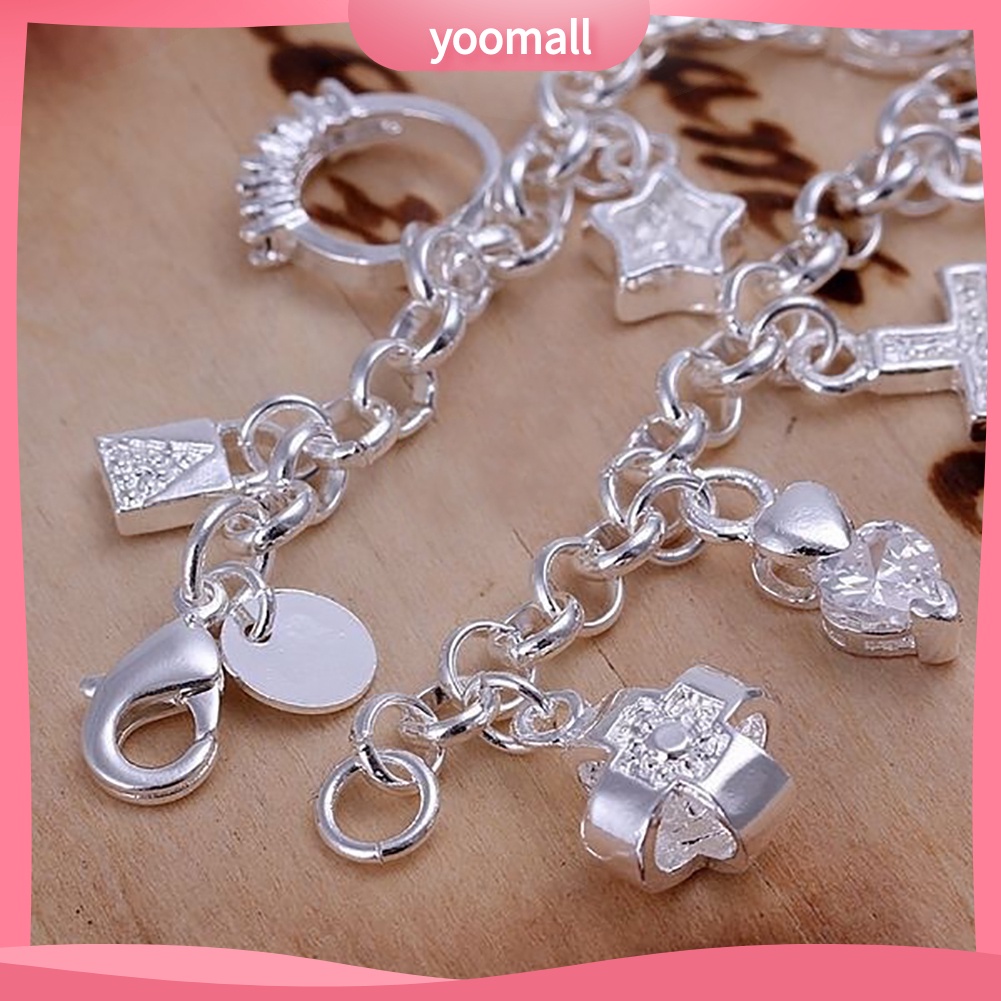 Vòng Tay Mạ Bạc Mặt Thánh Giá / Mặt Trăng / Ngôi Sao 13 Kiểu Thời Trang Cho Nữ