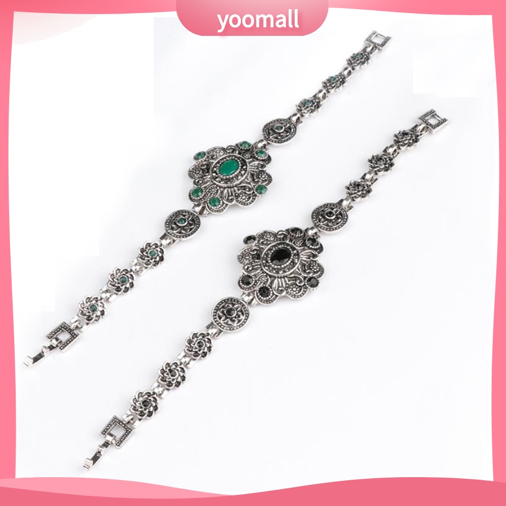 Vòng Tay Đính Đá Quý Nhân Tạo Hình Hoa Phong Cách Vintage Dành Cho Nữ