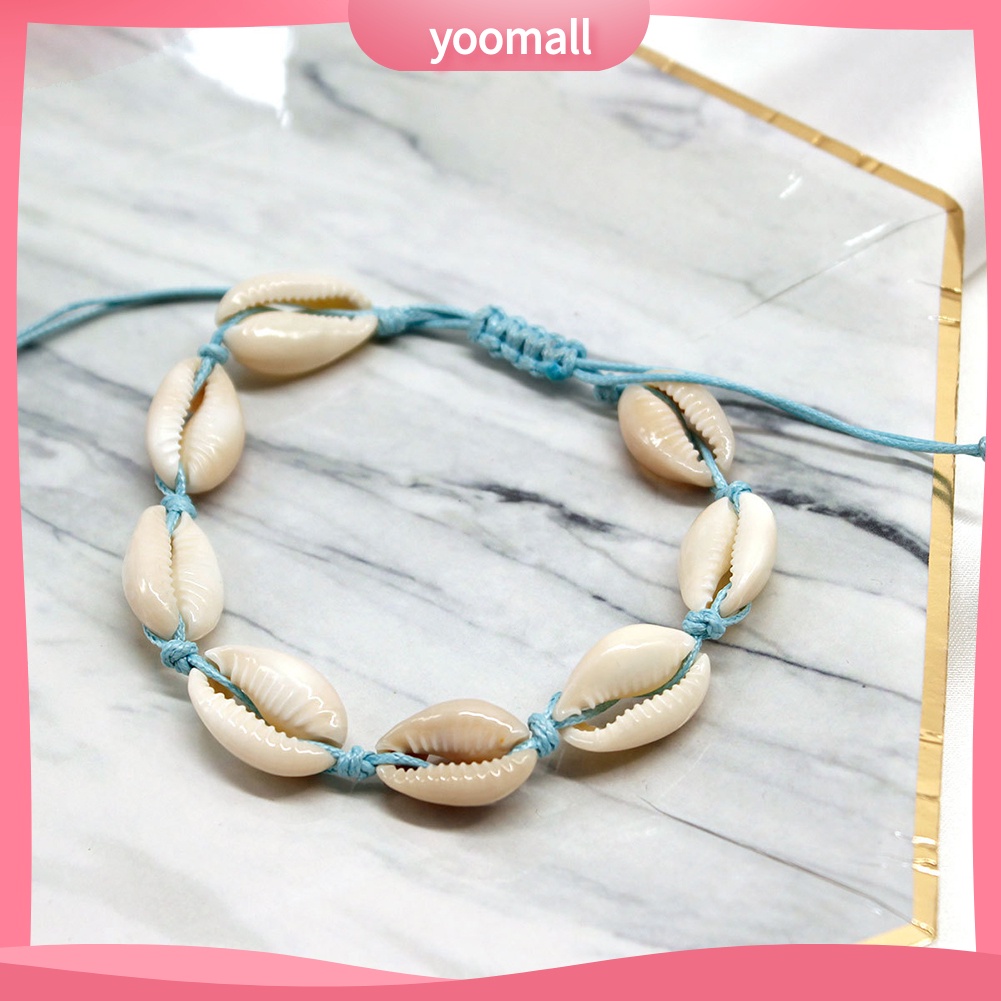 Lắc Chân Bện Dây Đính Vỏ Sò Thủ Công Thời Trang Đi Biển Cho Nữ