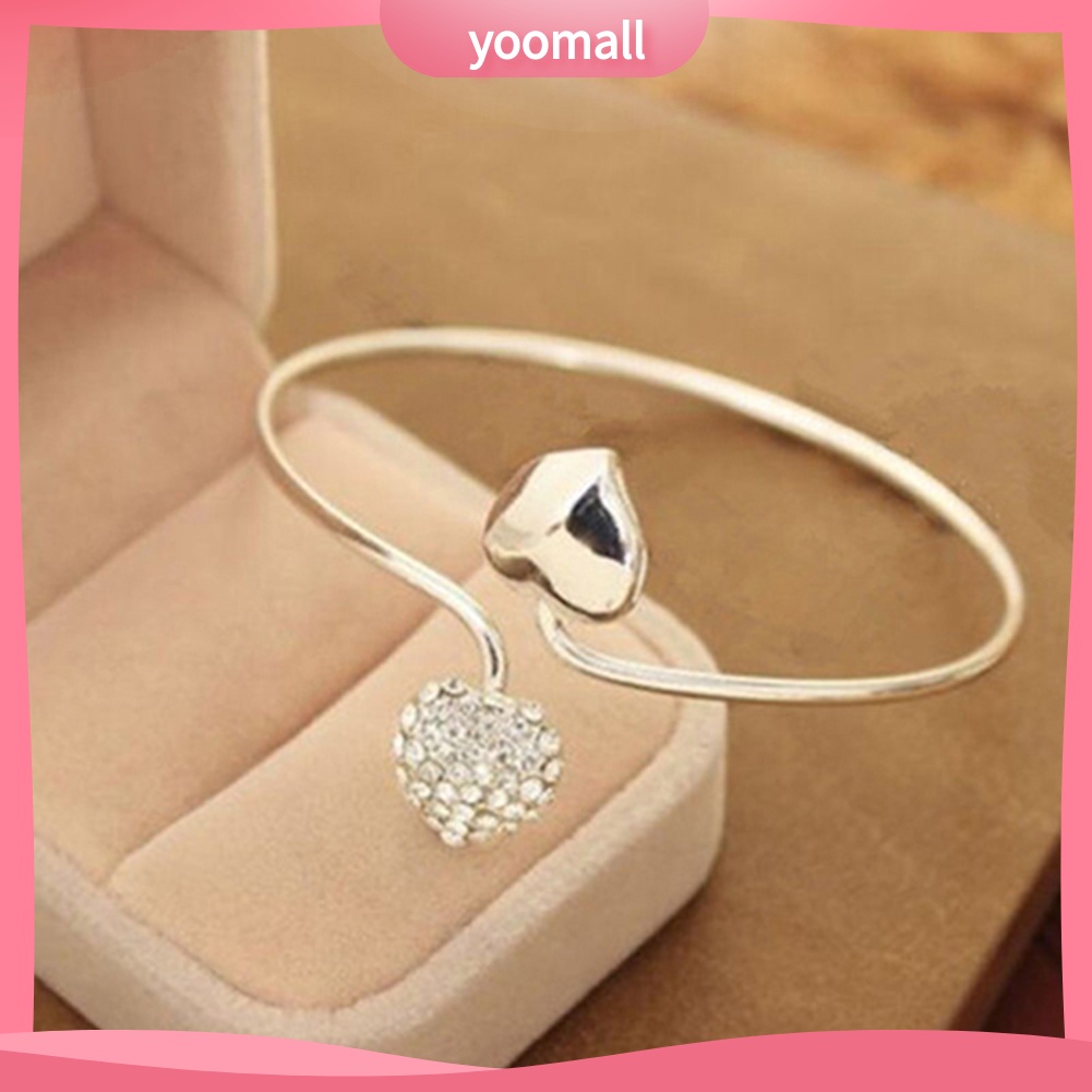 Vòng Tay Mặt Hình Trái Tim Đính Đá Lấp Lánh Thời Trang Cho Nữ