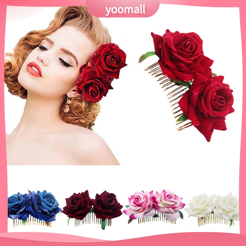 Lược Cài Tóc Hình Hoa Hồng Cho Cô Dâu