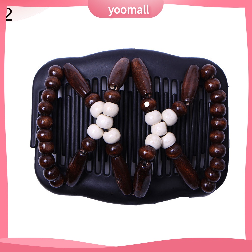 Lược Cài Tóc Đính Hạt Gỗ Đôi Tạo Kiểu Tóc Thời Trang Cho Nữ