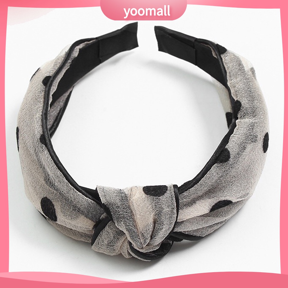 Băng Đô Cài Tóc Thắt Nút Họa Tiết Chấm Bi Phong Cách Vintage Cho Nữ