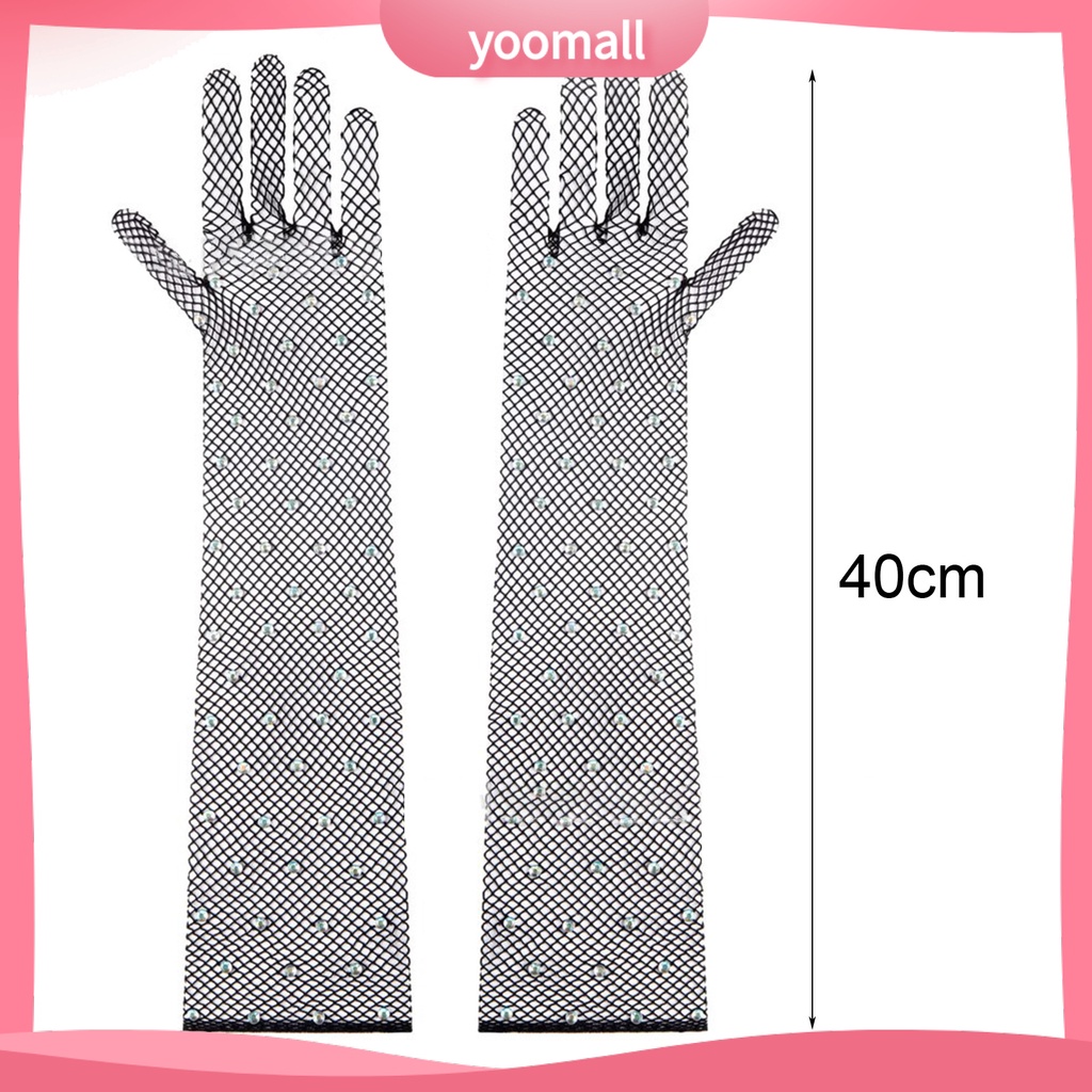 1 Đôi Găng Tay Lưới Đính Đá Thời Trang Cho Nữ