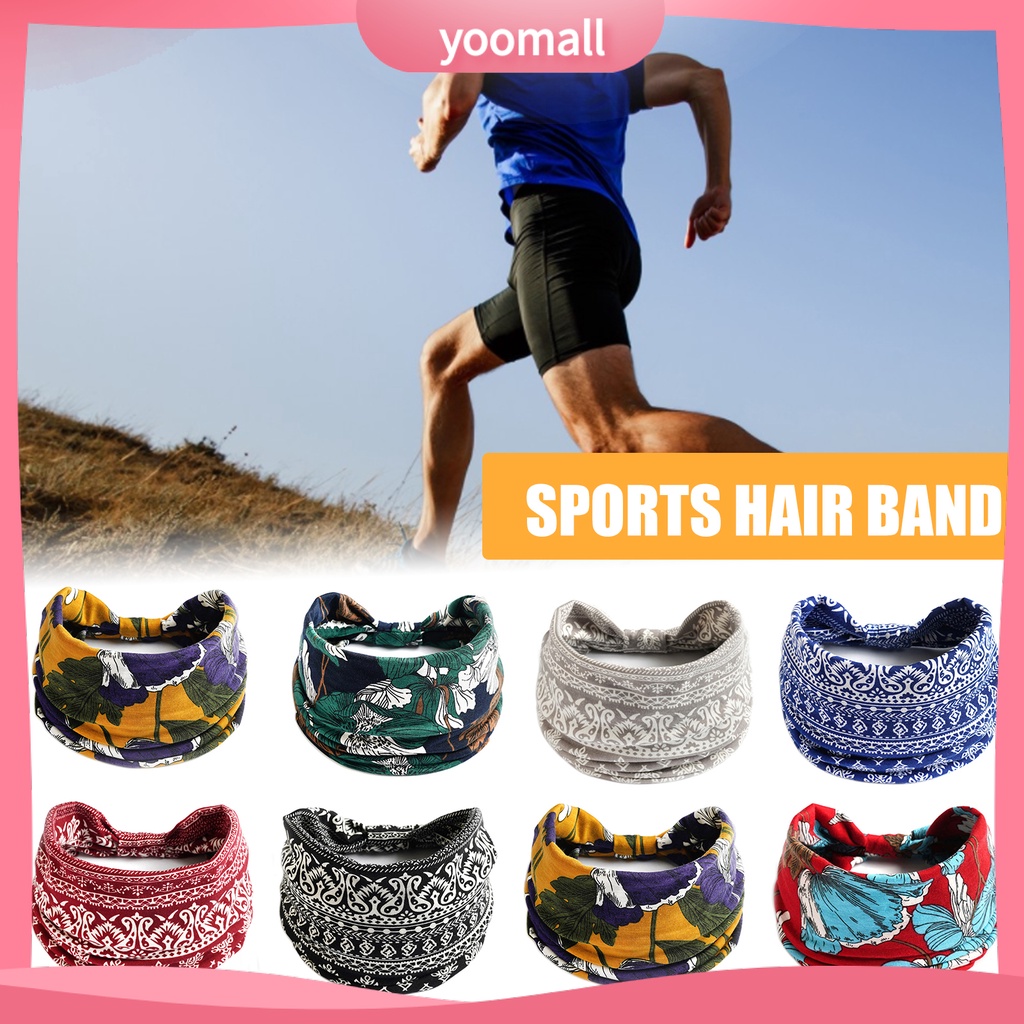 Băng Đô Bản Rộng Co Giãn Thấm Hút Mồ Hôi In Họa Tiết Phong Cách Bohemian Thời Trang Cho Nữ