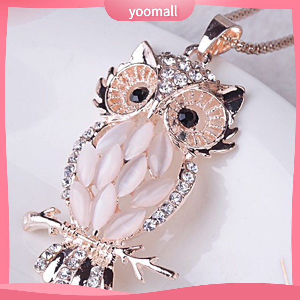 Vòng cổ Mặt Hình Cú Mèo Đính Đá Opal Nhân Tạo Thanh Lịch Cho Nữ