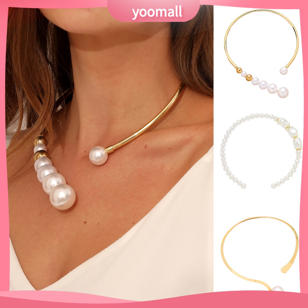 [YM] Vòng Cổ Choker Ngọc Trai Nhân Tạo Bề Mặt Bóng Thoải Mái Dễ Mặc Cho Đám Cưới