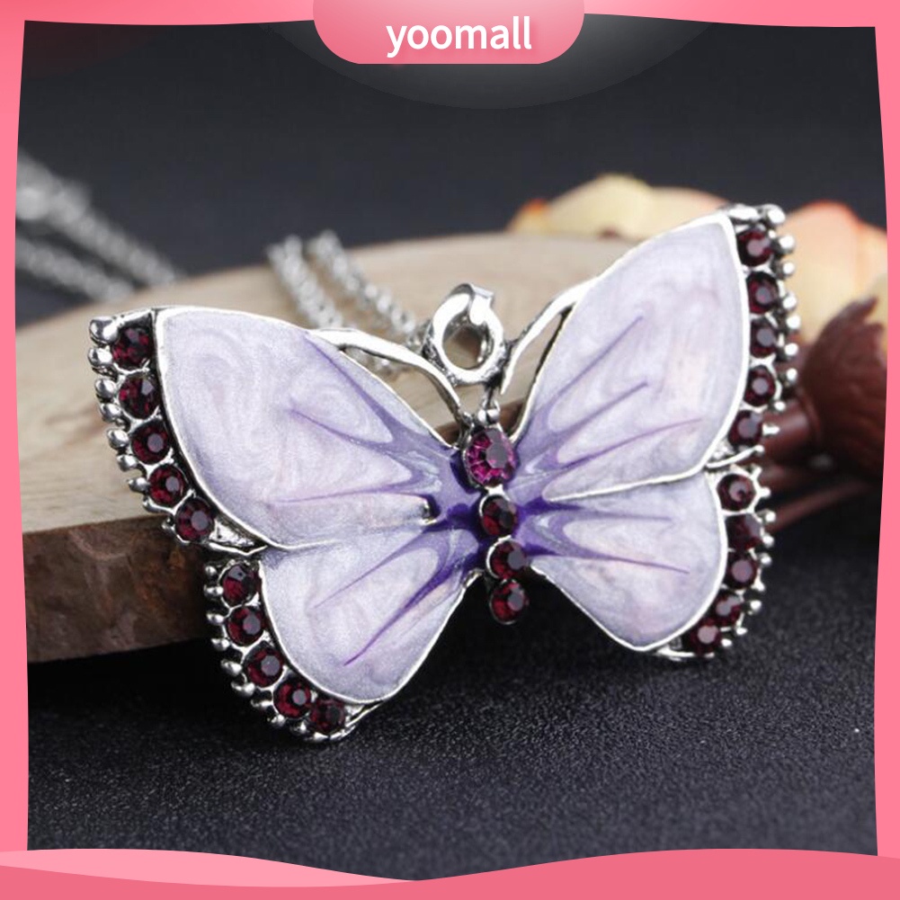 Vòng cổ Mặt Hình Bướm Đính Đá Phong Cách Retro Cho Nữ