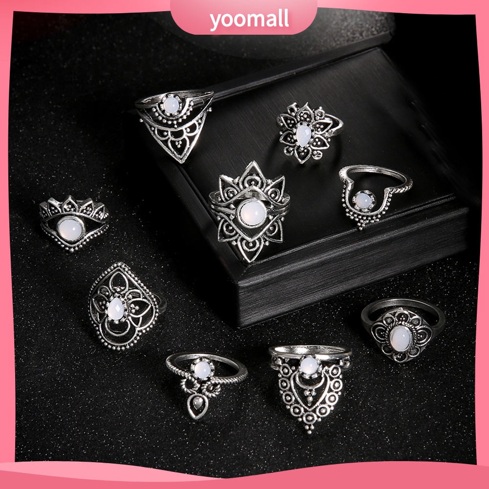 Set 9 Nhẫn Đeo Khớp Ngón Tay Phong Cách Retro