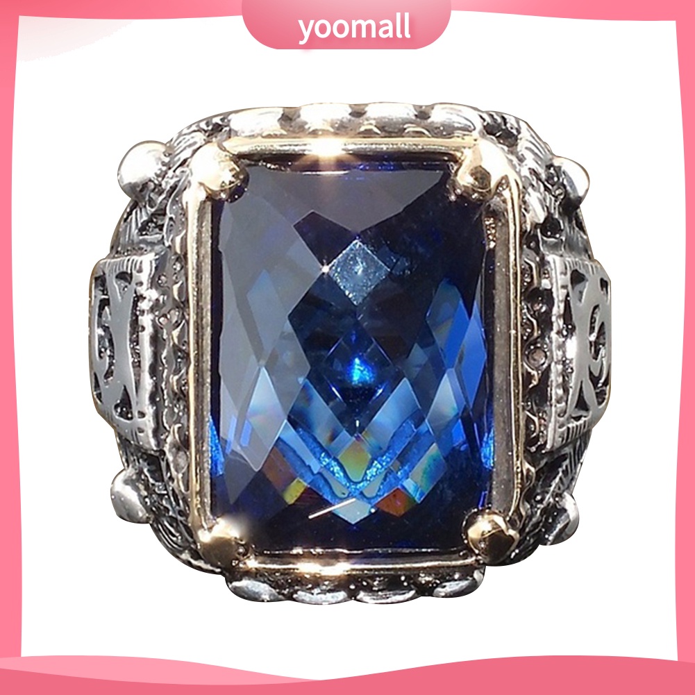 Nhẫn Mặt Vuông Đính Đá Zircon Sang Trọng Cho Nam