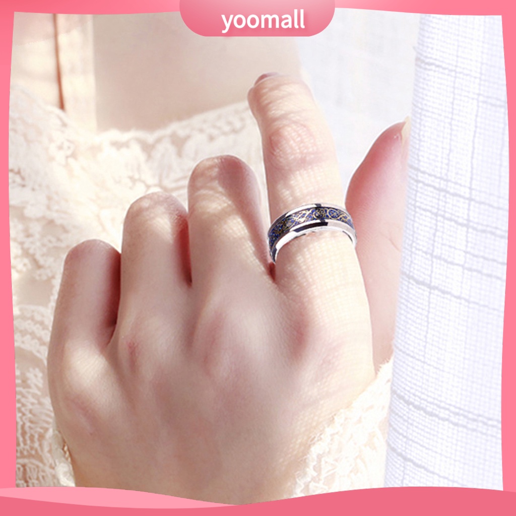 Nhẫn Thép Titan Đính Đá Hình Rồng Cá Tính Cho Nam Nữ