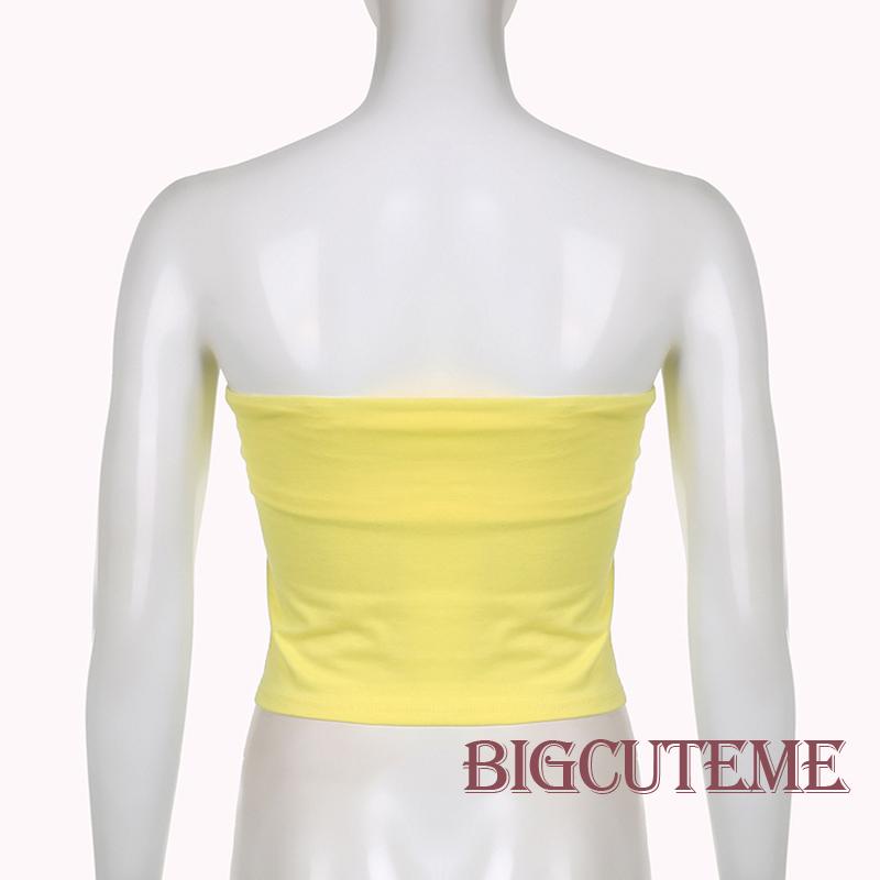 Áo Ống Lửng Hở Lưng In Chữ Số Màu Vàng Thời Trang Quyến Rũ Dành Cho Nữ