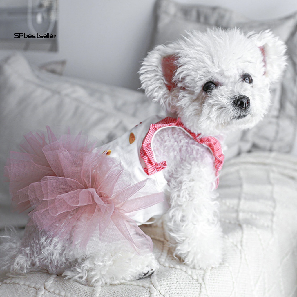 Đầm Công Chúa Lưới Không Tay In Họa Tiết Hoạt Hình Dễ Thương Cho Thú Cưng