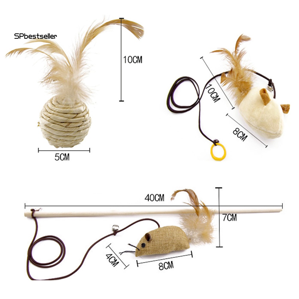 Bộ 7 Đồ Chơi Que Chuột Giả Và Lông Vũ Tập Nhai Cho Mèo Cưng