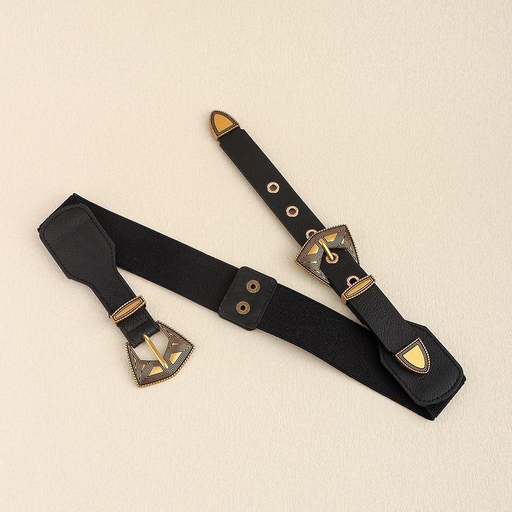 ANEMONE Thắt Lưng Hai Khóa Kim Loại Co Giãn Phong Cách Hàn Quốc Cá Tính