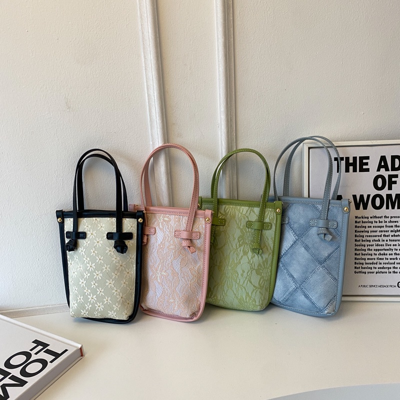 Túi Đeo Chéo Đựng Điện Thoại Phối Ren Thời Trang Hàn Quốc