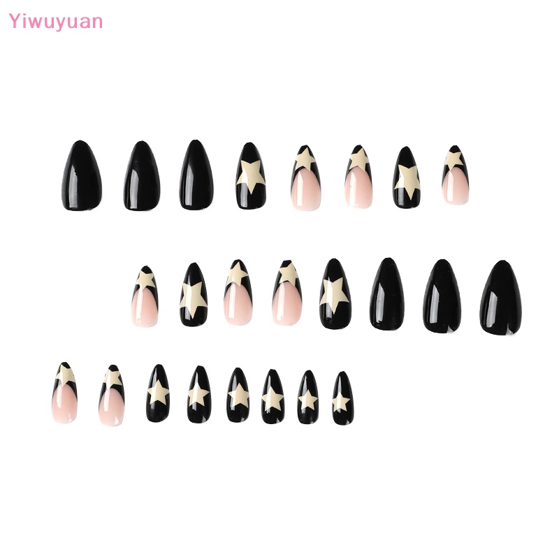 < Yiwuyuan > Hộp 24 Móng Tay Giả Pháp Y2k Dạng Nhấn Hình Hạt Kim Cương Có Thể Mặc Với Thiết Kế Toàn Diện Mới