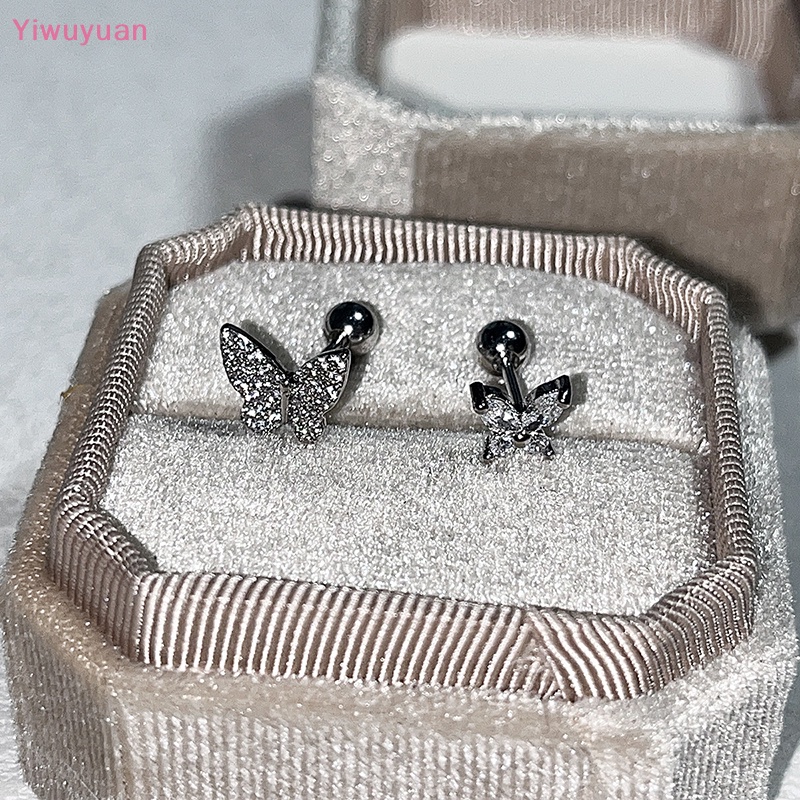 1 Khuyên Tai Xoắn Ốc Hình Bướm Đính Đá Zircon Mới