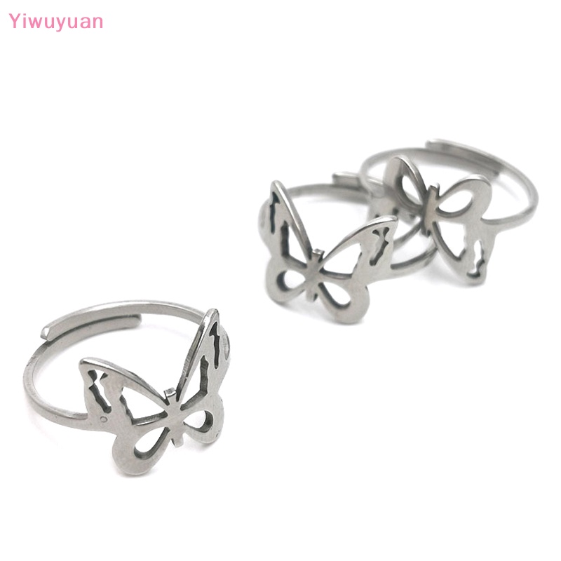 < Yiwuyuan > Nhẫn Hình Bướm Hình Học Tối Giản Có Thể Điều Chỉnh Kích Cỡ Thích Hợp Làm Quà