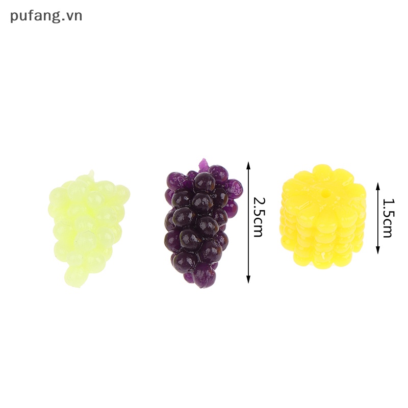 Pufang Set 5 Mô Hình Trái Nho / Nho / Trái Cây Mini TPR Mềm Mại Cho Nhà Búp Bê vn
