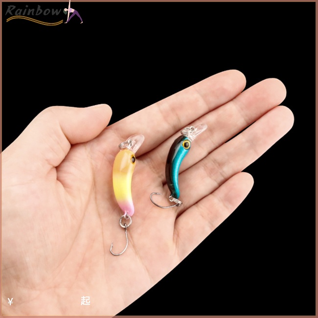 Set 8 Mồi Giả Nhử Cá Bằng Nhựa Cứng 4cm / 1.5g Gắn Kèm Móc Câu Tiện Dụng