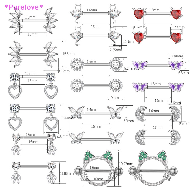 Set 2 Núm Vú Giả Hình Trái Tim Pha Lê Phong Cách Mulited Mới