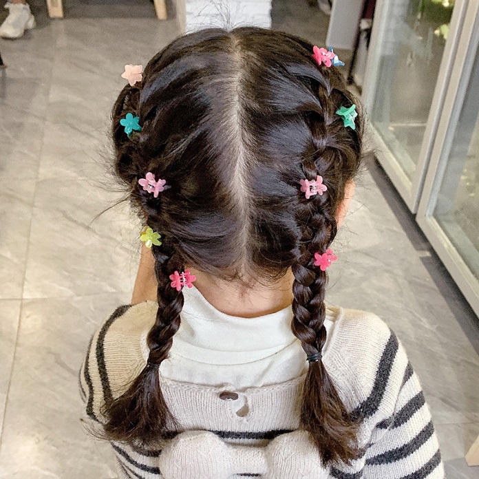 Hộp 40 Buộc Tóc Và 14 Kẹp Tóc Cho Bé Gái Siêu Yêu PKT32