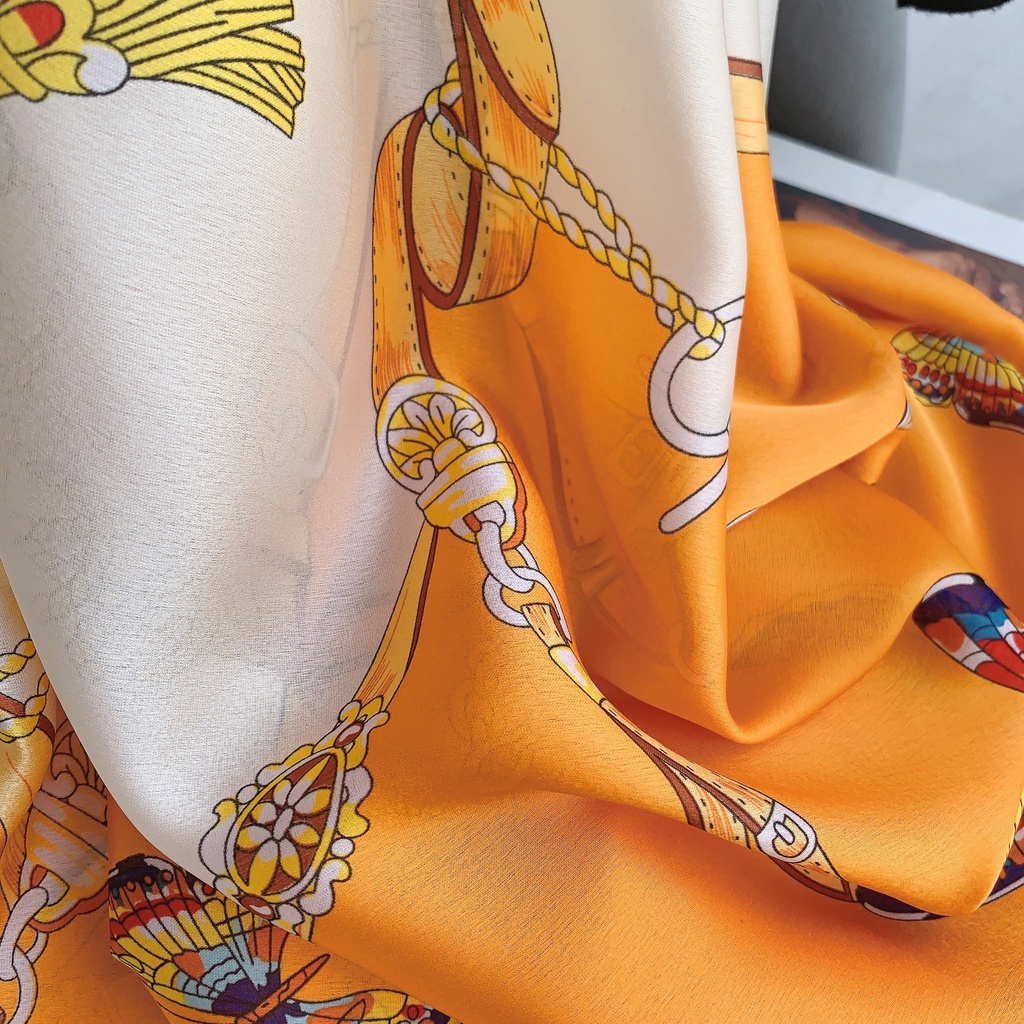 Khăn Quàng Cổ Chống Nắng Bằng Lụa Mỏng In Họa Tiết Thời Trang Phong Cách Hàn Quốc Cho Nữ