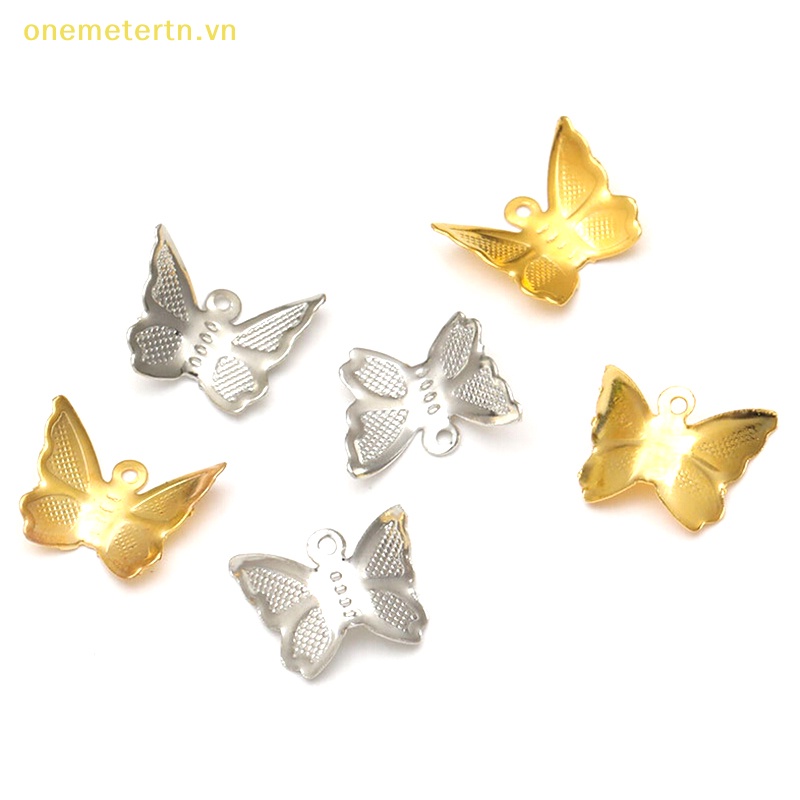 Onemetertn Set 100 Phụ Kiện Trang Sức Hình Bướm Bằng Kim Loại DIY