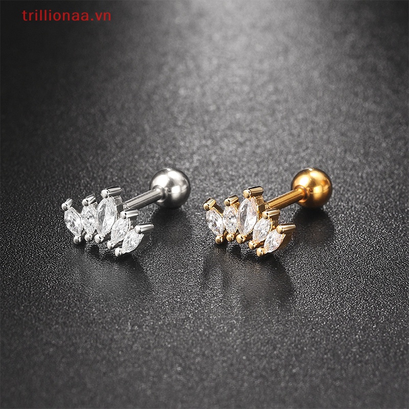 1 Khuyên Tai Dạng Xoắn Ốc Đính Đá Zircon Thời Trang