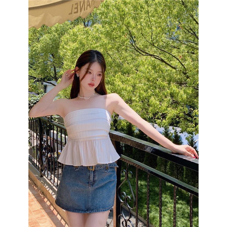 Áo Voan Hai Dây Phong Cách Retro Ngọt Ngào Cho Nữ